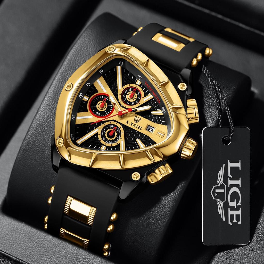 LIGE Polygon Multi-waterproof Luminous Calendar Men's Watch