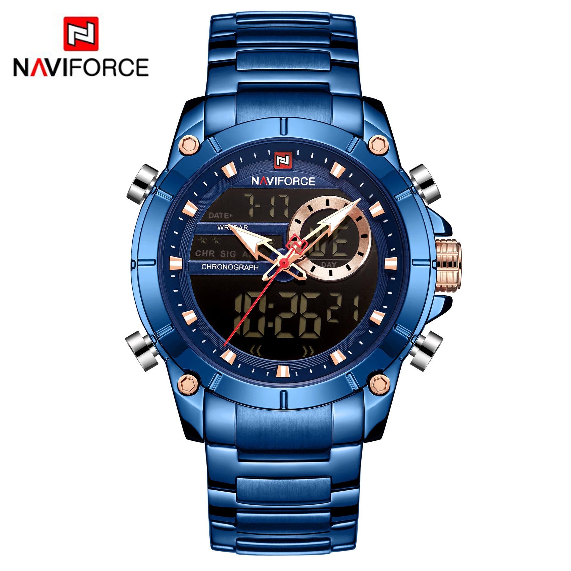 Electronic Watch Steel Belt Watch Waterproof Quartz Watch Sports Men&#039;s Watch