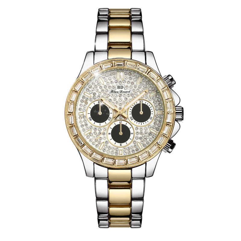 Large plate large full diamond men&#039;s watch gold with diamonds