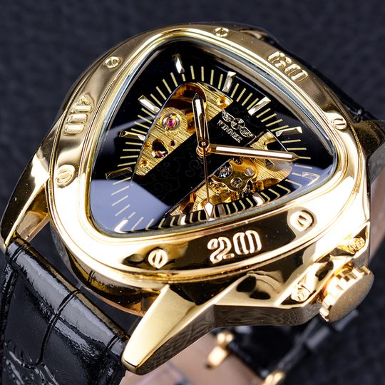 Watch Watch Hollow Triangle Automatic Mechanical Watch Men&#039;s Watch Men&#039;s Belt Watch Watch Waterproof