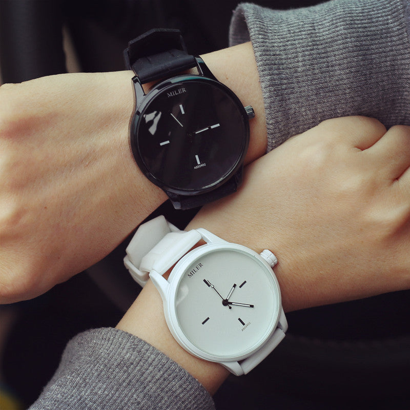 Black And White Korean Couple Personality Trendy Male Middle School Student Watch