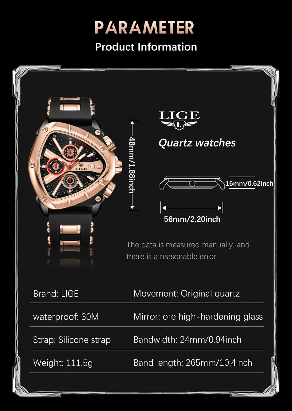 LIGE Polygon Multi-waterproof Luminous Calendar Men's Watch