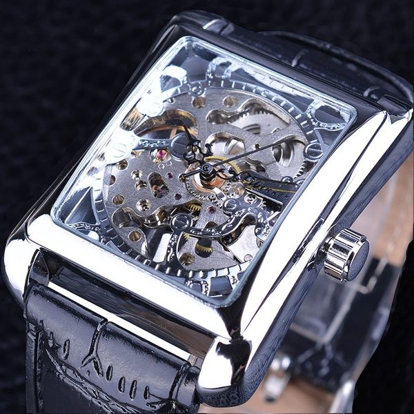 Winner men&#039;s fashion casual Swiss hollow manual mechanical watch