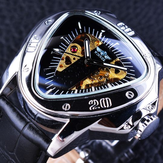 Watch Watch Hollow Triangle Automatic Mechanical Watch Men&#039;s Watch Men&#039;s Belt Watch Watch Waterproof