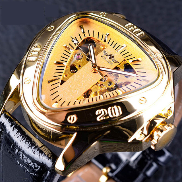 Watch Watch Hollow Triangle Automatic Mechanical Watch Men&#039;s Watch Men&#039;s Belt Watch Watch Waterproof