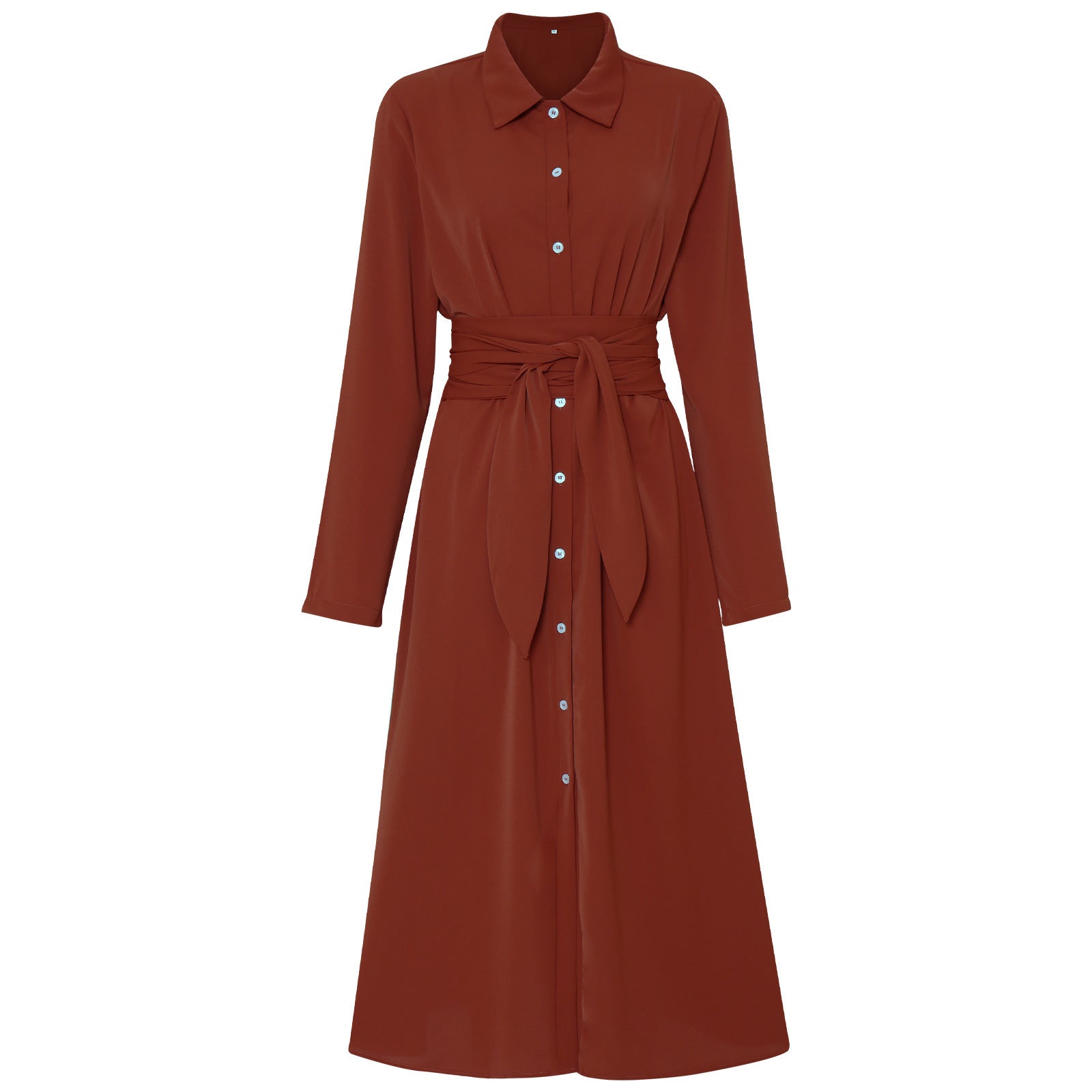 Autumn And Winter New Temperament Slim Single-breasted Shirt Dress Women