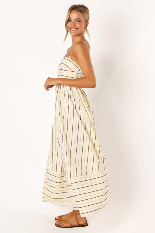 Striped Sling Backless Large Swing Fresh Style Dress -88111