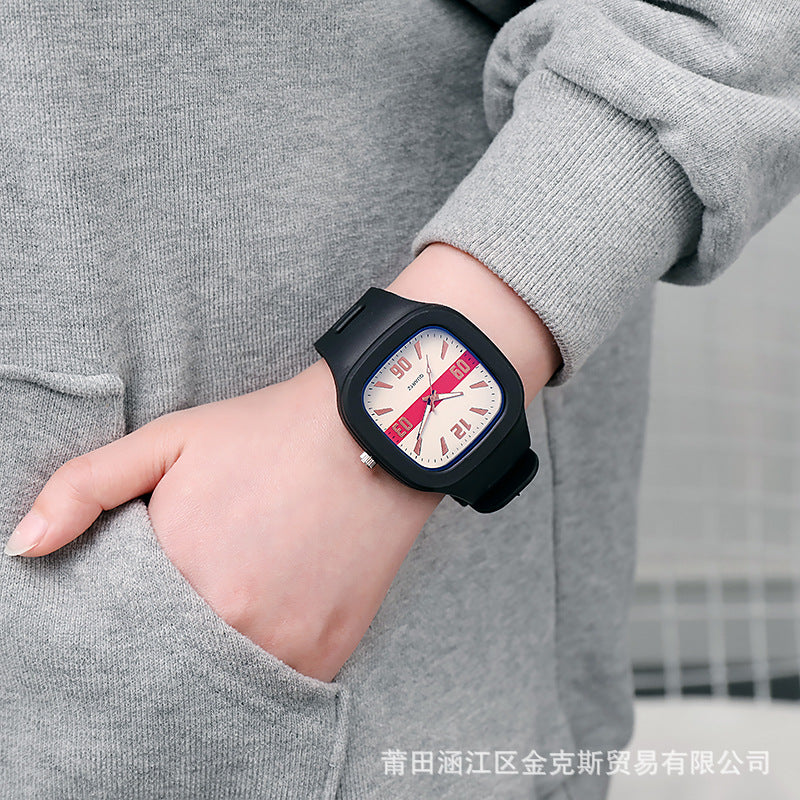 New Square Watch Female Ins College Style Square Silicone Male And Female Couple Models Korean Version Of The Trend Quartz Watch