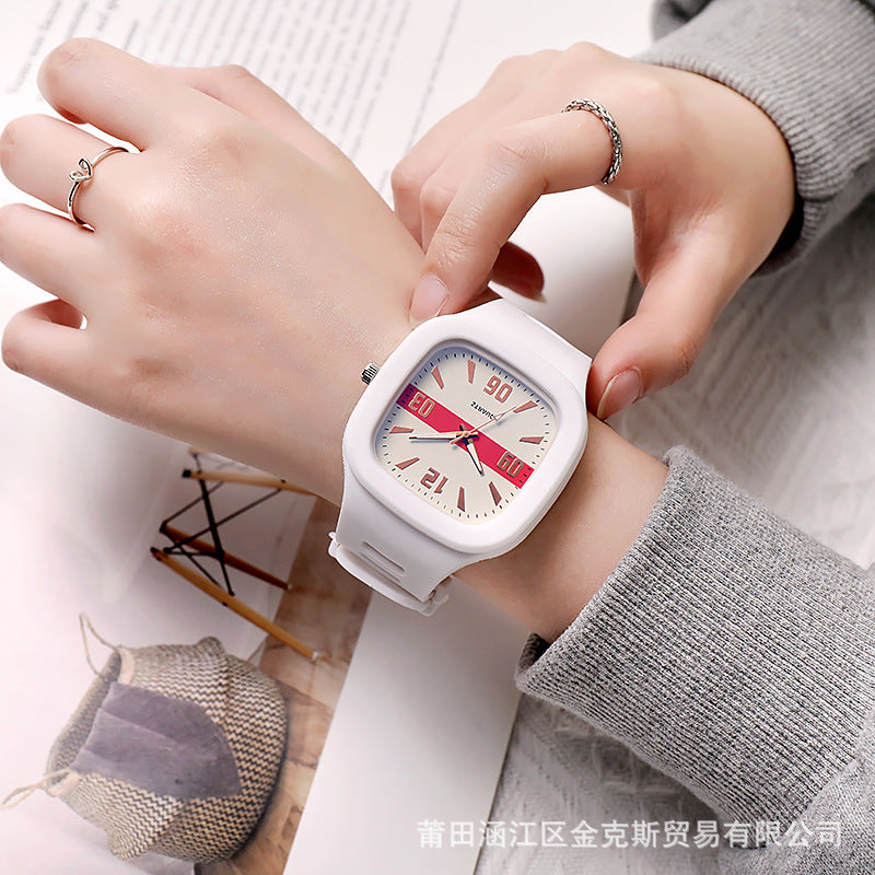 New Square Watch Female Ins College Style Square Silicone Male And Female Couple Models Korean Version Of The Trend Quartz Watch