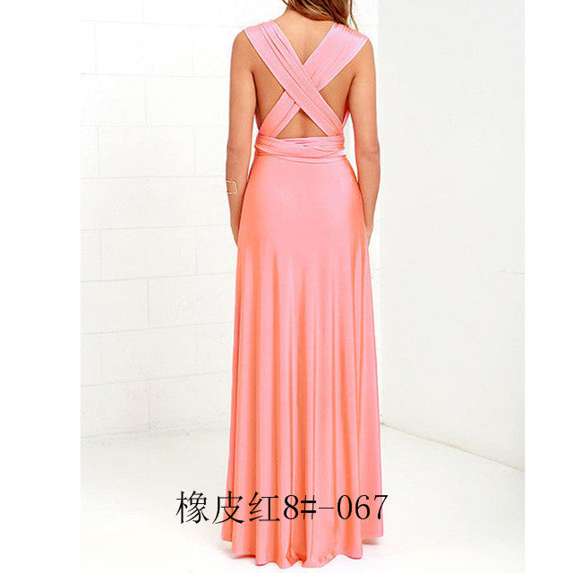 European And American Multi-wear Sexy Stunning Multi-rope Bandage Red Dress Long Dress