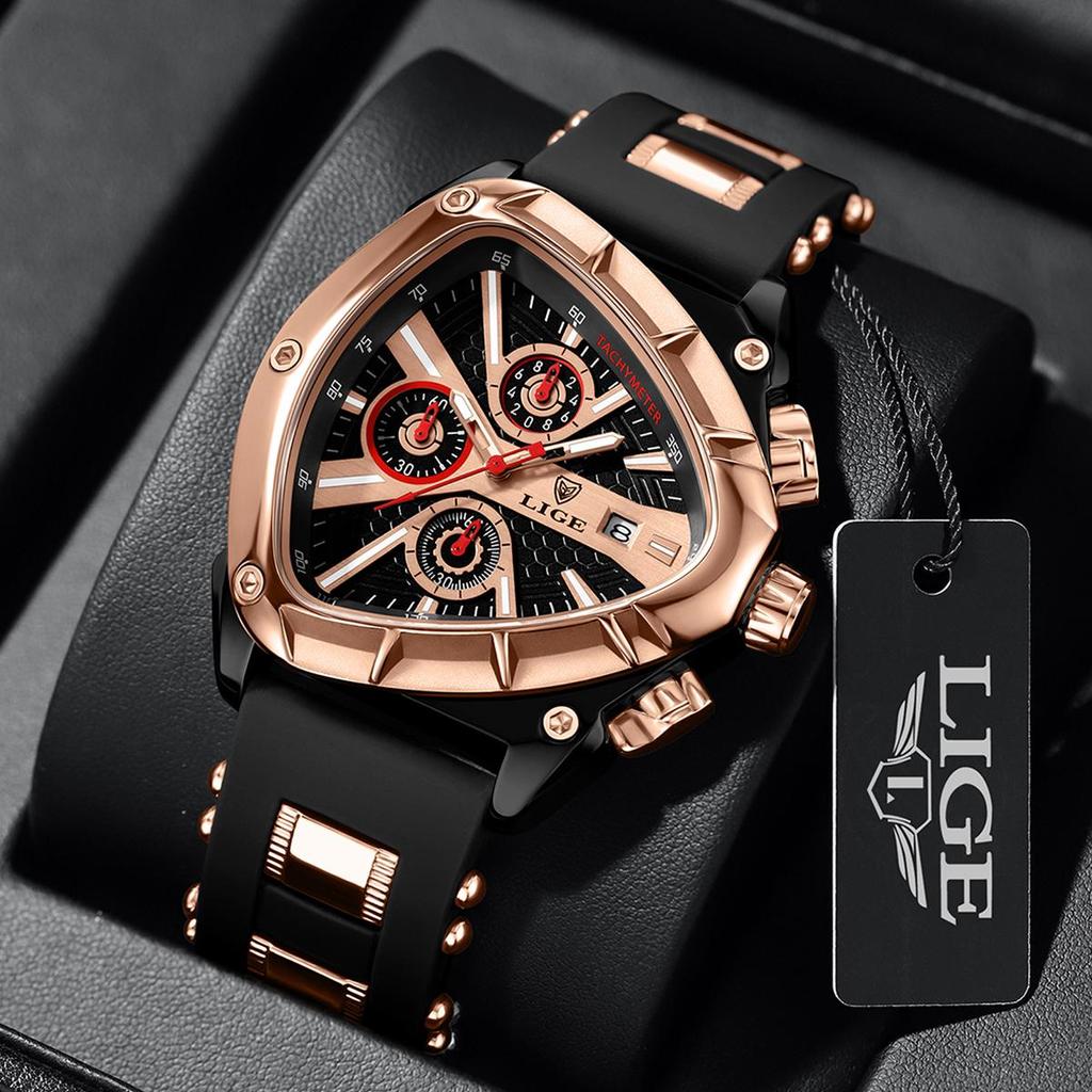 LIGE Polygon Multi-waterproof Luminous Calendar Men's Watch