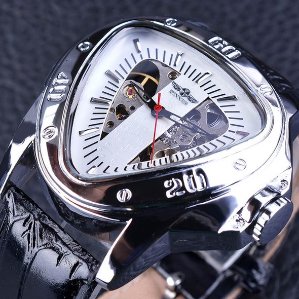 Watch Watch Hollow Triangle Automatic Mechanical Watch Men&#039;s Watch Men&#039;s Belt Watch Watch Waterproof