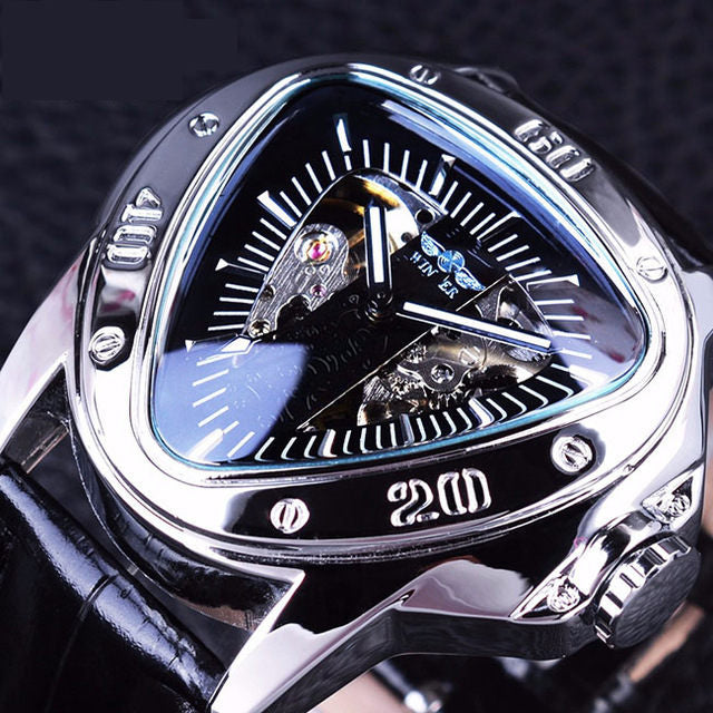 Watch Watch Hollow Triangle Automatic Mechanical Watch Men&#039;s Watch Men&#039;s Belt Watch Watch Waterproof