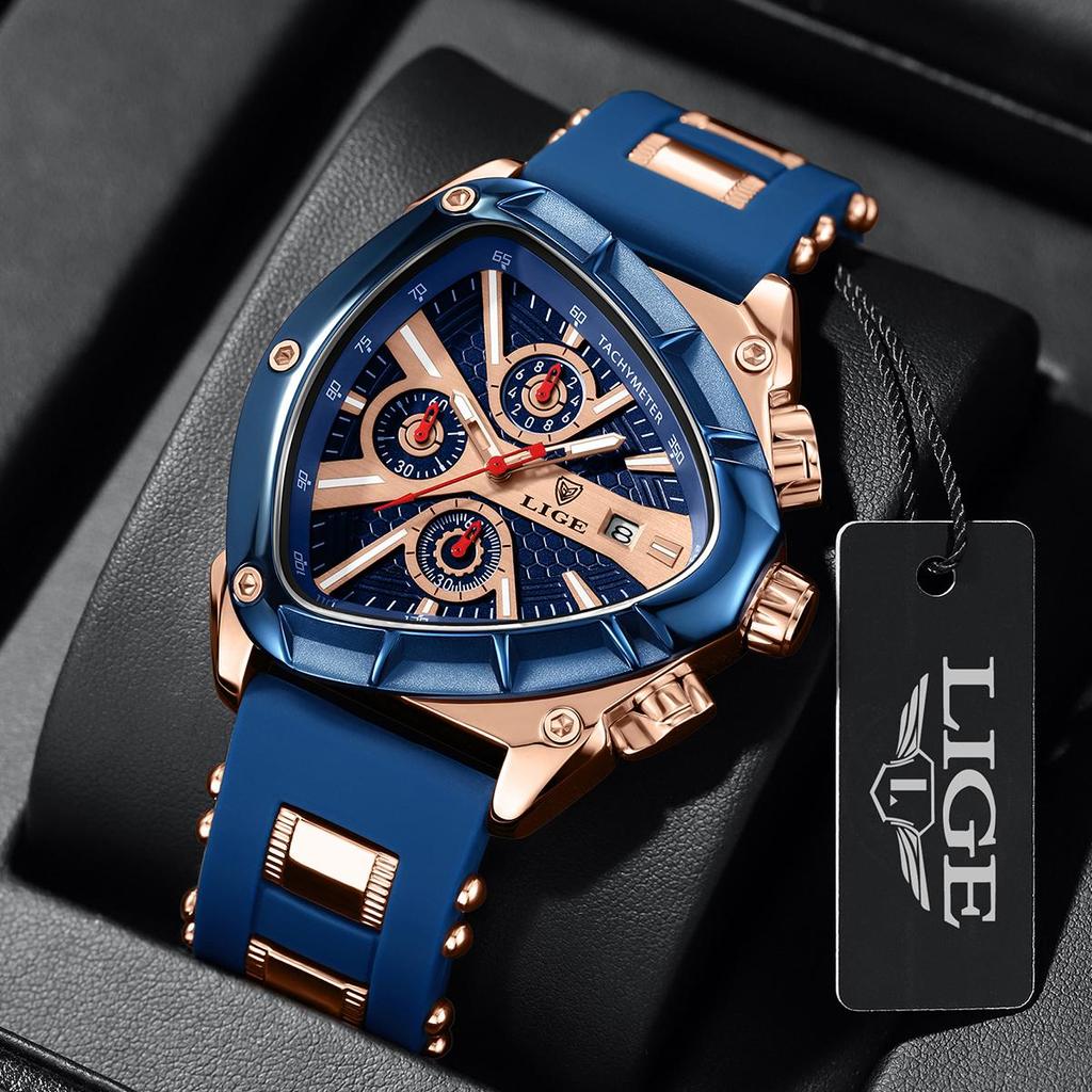 LIGE Polygon Multi-waterproof Luminous Calendar Men's Watch